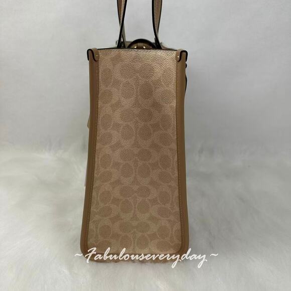 Coach Maggie Tote Bag In Colorblock In Canvas/Gold/Dark Natural Multi CAK59 NWT - Picture 5 of 11